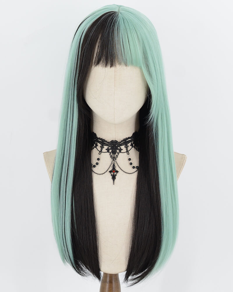 Light Green Black Synthetic Wig HW885