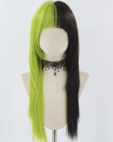 Green Black Long Straight Synthetic Wig HW618