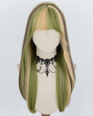 Green Highlight Blonde Synthetic Wig HW872