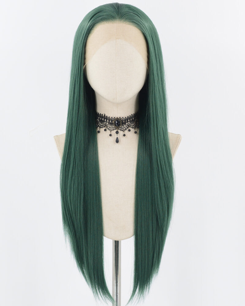 Dark Green Long Straight Synthetic Lace Front Wig WW732