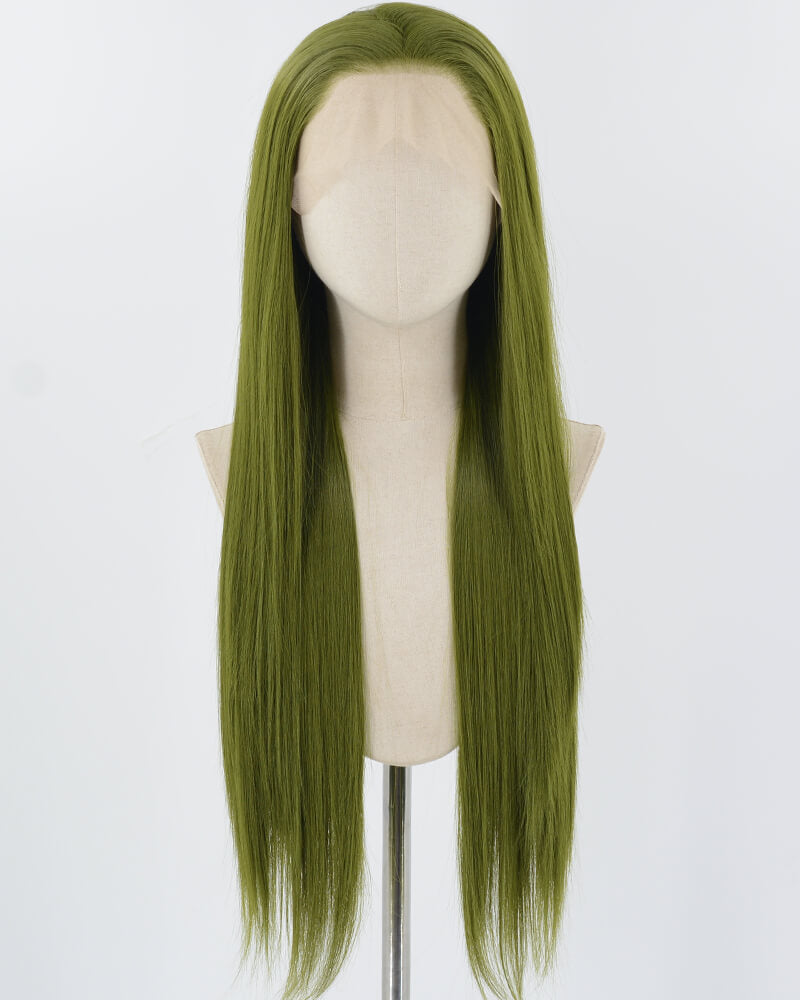 Green Long Straight Synthetic Lace Front Wig WW815