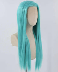 Long Straight Green Synthetic Lace Front Wig WW867