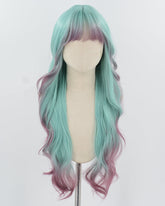 Green Ombre Purple Long Synthetic Wig HW729