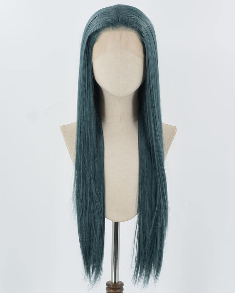 Dark Green Long Straight Synthetic Lace Front Wig WW868