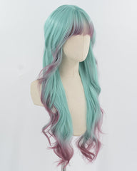 Green Ombre Purple Long Synthetic Wig HW729