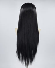 Green Streaked Black Synthetic Lace Front Wig WW531