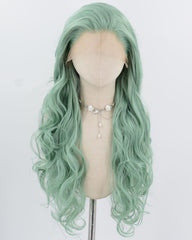 Green Wavy Synthetic Lace Front Wig WW1013