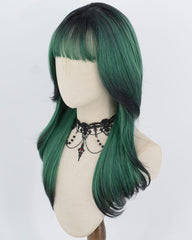 Ombre Green Black Synthetic Wig HW861