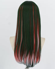 Green White Highlights Red Synthetic Wig HW834