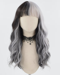 Grey Black Wavy Synthetic Wig HW533