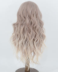 grey highlight Blonde Wavy Synthetic Lace Front Wig WW1084