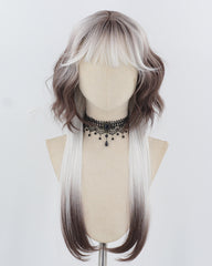 White Grey Ombre Brown Synthetic Wig HW699