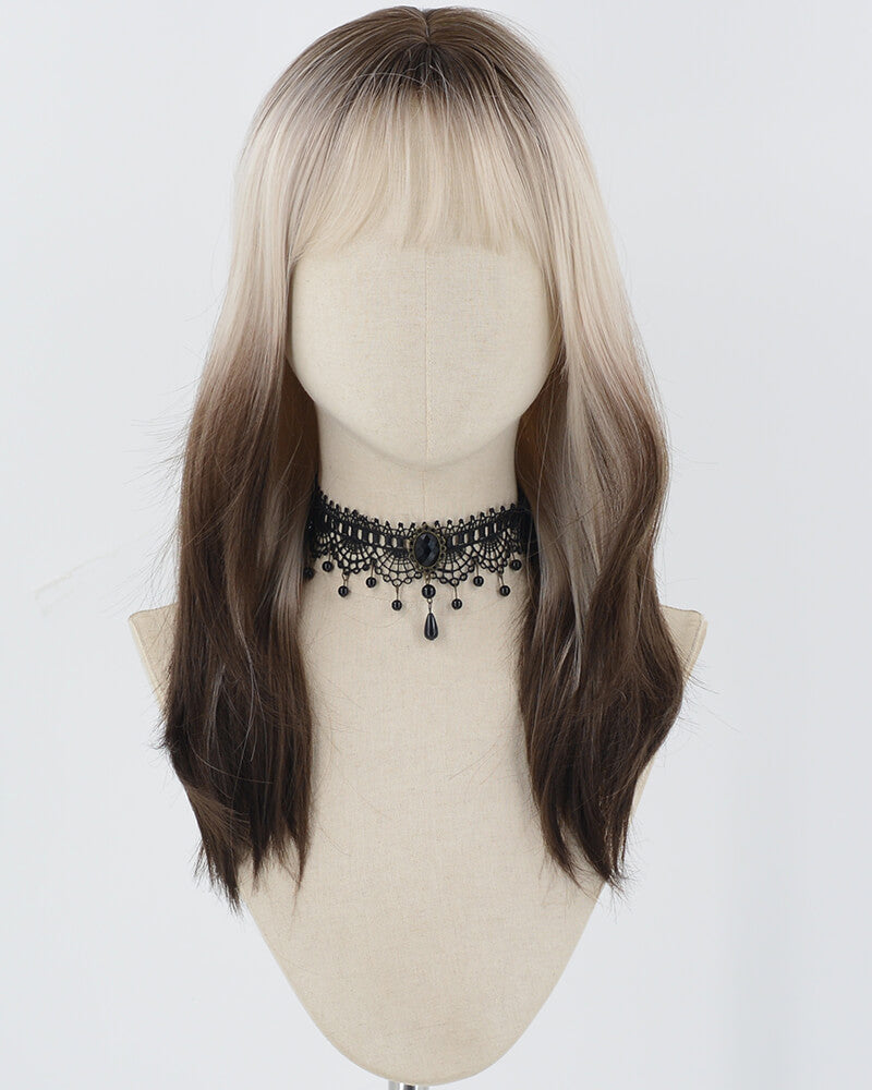 Brown Ombre Grey Blonde Synthetic Wig HW591