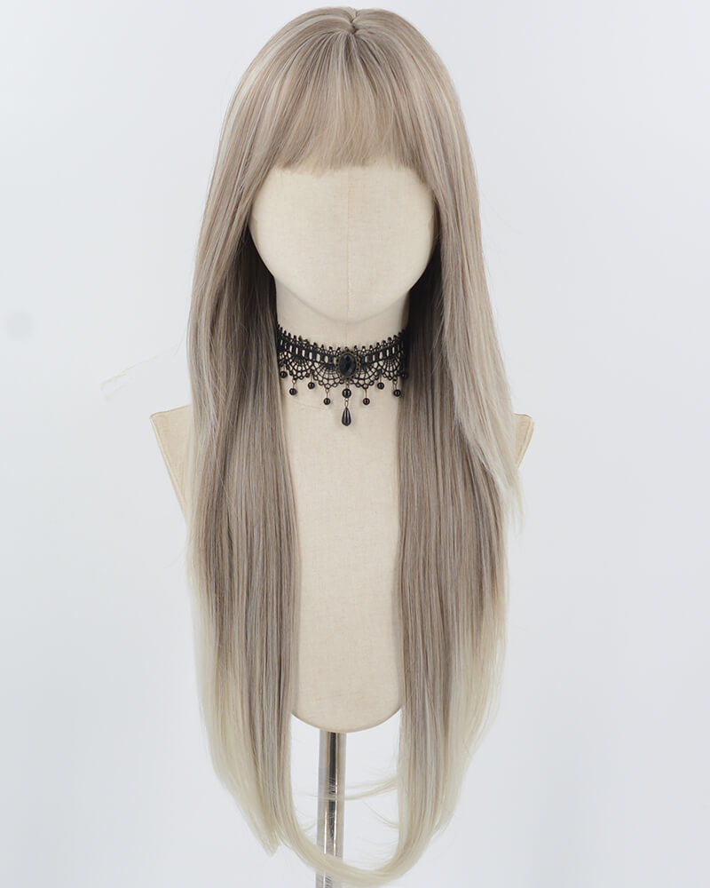 30inch Long Grey Ombre Synthetic Wig HW709