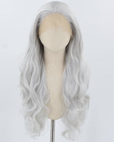 Silver Grey Long Wavy Synthetic Lace Front Wig WW906