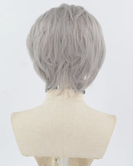 Grey Short Synthetic Lace Front Men's Wig MW045