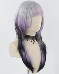 Silver Grey Ombre Purple Synthetic Wig HW568