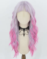 Grey Ombre Purple Curly Synthetic Wig HW875