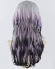 Silver Grey Ombre Purple Synthetic Wig HW568