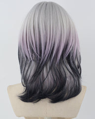 Grey Ombre Purple Synthetic Wig HW595