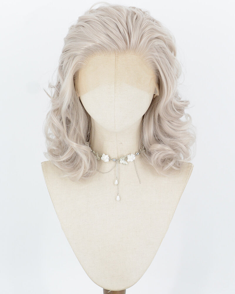 Grey Wavy Short Synthetic Lace Front Wig WW111