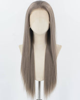 Dark Grey Long Straight Synthetic Lace Front Wig WW916