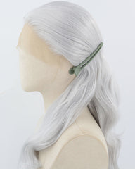 Silver Grey Long Wavy Synthetic Lace Front Wig WW906