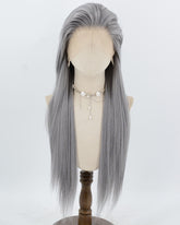 Grey Straight Synthetic Lace Front Wig WW1019