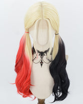Harley Quinn Half Black Half Red Synthetic Lace Front Wig WW276