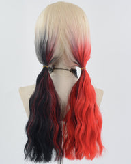 Red Black Harley Quinn Synthetic Wig HW532