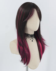 Black Hot Pink Synthetic Wig HW670