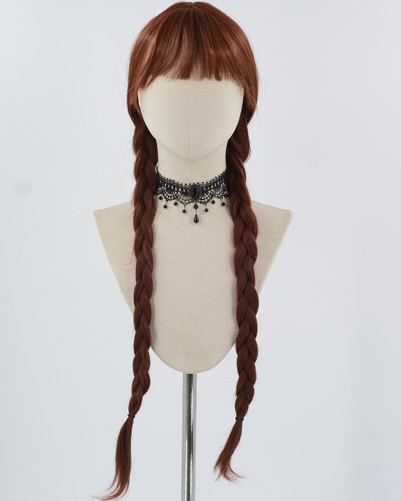 Long Brown Braid Synthetic Wig HW534