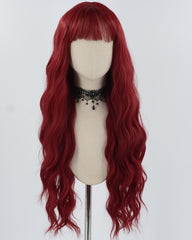 Long Curly Wine Red Synthetic Wig HW551