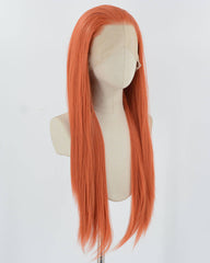 Long Straight Orange Synthetic Lace Front Wig WW865