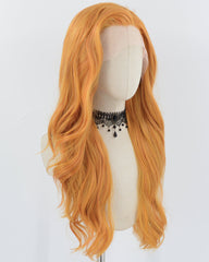 Long Wavy Orange Synthetic Lace Front Wig WW754