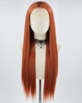 Copper Red Straight Synthetic Lace Front Wig WW683