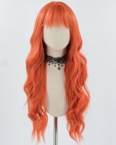 Long Wavy Orange Synthetic Wig HW531