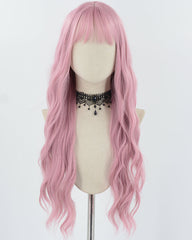 Long Pink Wavy Synthetic Wig HW578