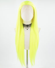Neon Green Long Straight Synthetic Lace Front Wig WW704