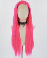 Hot Pink Long Straight Synthetic Lace Front Wig WW783