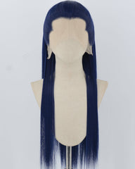 Dark Blue Straight Synthetic Lace Front Men's Wig MW058