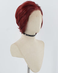 Wine Red Short Synthetic Lace Front Wig MW017
