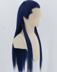 Dark Blue Straight Synthetic Lace Front Men's Wig MW058