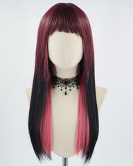 Mixed Red Black Straight Synthetic Wig HW305