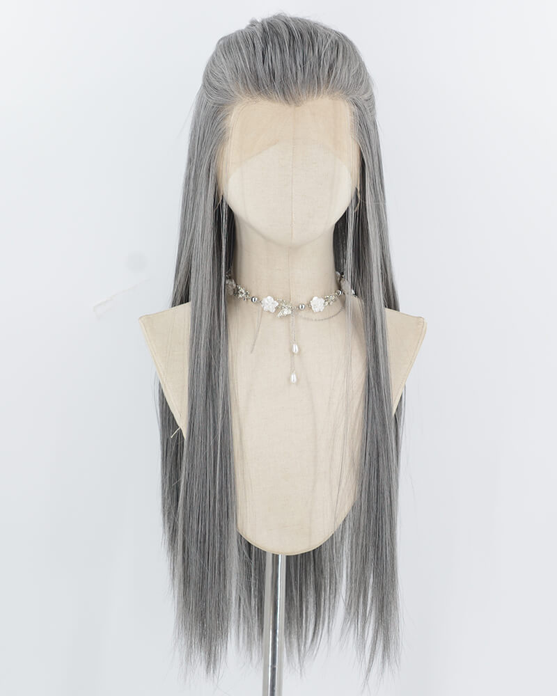 Mixed Grey Synthetic Lace Front Men's Wig MW051
