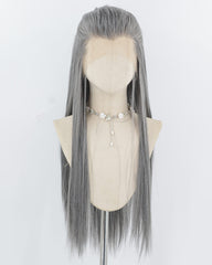 Mixed Grey Synthetic Lace Front Men's Wig MW051