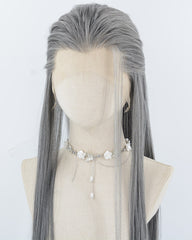 Mixed Grey Synthetic Lace Front Men's Wig MW051