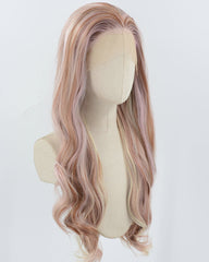 Mixed Pink Brown Synthetic Lace Front Wig WW907