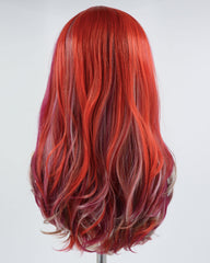 Grey Red Synthetic Lace Front Wig WT241