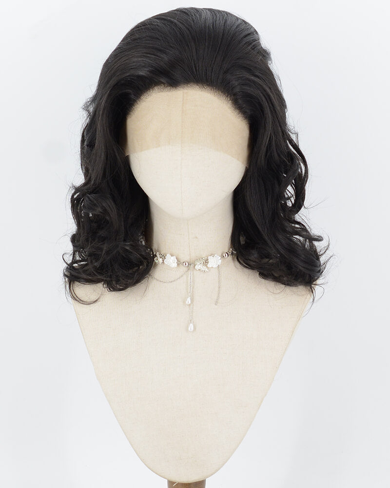 Natural Black Wavy Synthetic Lace Front Wig WW1085